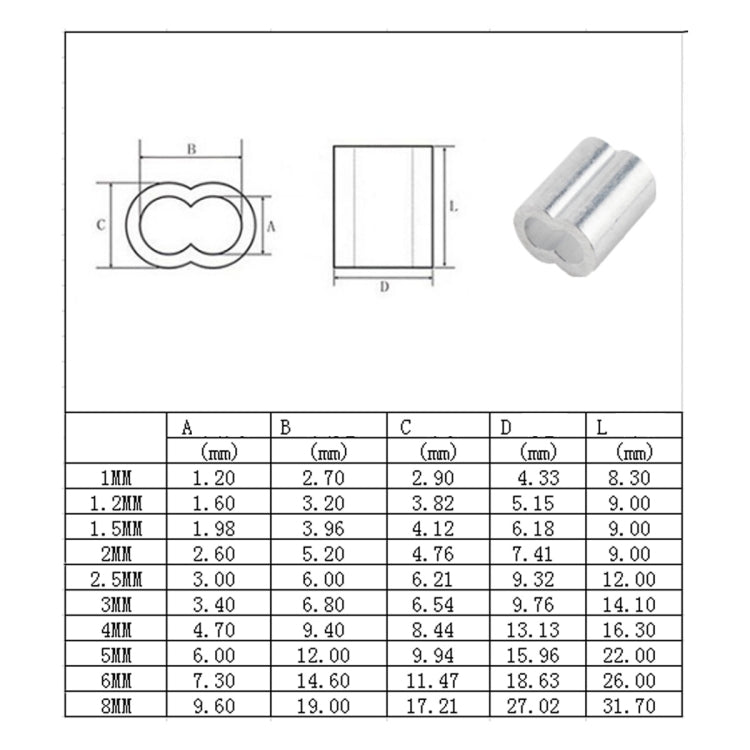 245 PCS M1.2 / M1.5 / M2 / M2.5 / M3 / M4 / M5 Wire Rope 8-shaped Aluminum Sleeve - Booster Cable & Clip by PMC Jewellery | Online Shopping South Africa | PMC Jewellery