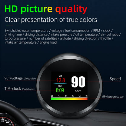 P11 OBD2 + GPS Mode Car HUD Head-up Display Water Temperature / Vehicle Speed / Voltage / Fuel Consumption Display, Speed Alarm - Head Up Display System by PMC Jewellery | Online Shopping South Africa | PMC Jewellery | Buy Now Pay Later Mobicred