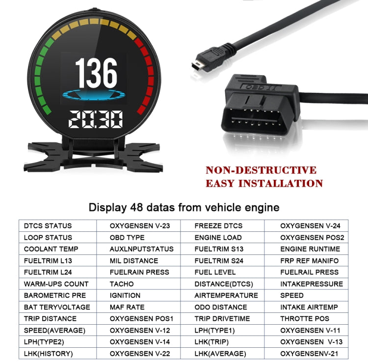 P15 OBD2 Car HUD Head-up Display Water Temperature / Vehicle Speed / Voltage - Head Up Display System by PMC Jewellery | Online Shopping South Africa | PMC Jewellery | Buy Now Pay Later Mobicred