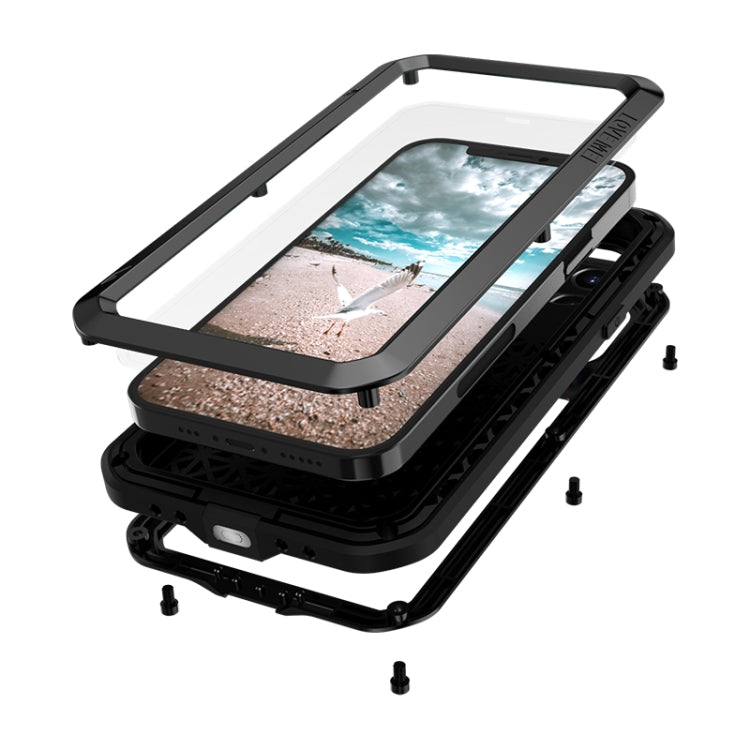 For iPhone 12 Pro LOVE MEI Metal Shockproof Life Waterproof Dustproof Protective Case(Black) - iPhone 12 / 12 Pro Cases by LOVE MEI | Online Shopping South Africa | PMC Jewellery | Buy Now Pay Later Mobicred