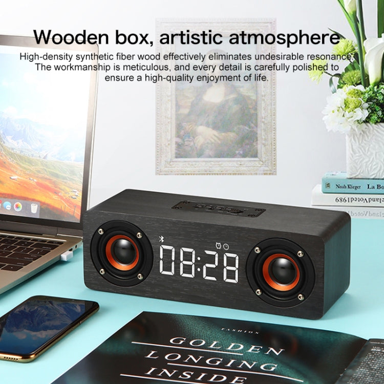 M5C Subwoofer Wooden Clock Bluetooth 4.2 Speaker, Support TF Card & 3.5mm AUX & FM Radio(Grey Wood Grain) - Desktop Speaker by PMC Jewellery | Online Shopping South Africa | PMC Jewellery | Buy Now Pay Later Mobicred