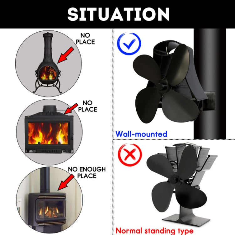 YL-105 4-Blade Aluminum Heat Powered Fireplace Stove Fan(Bronze) - Fireplace Fan by PMC Jewellery | Online Shopping South Africa | PMC Jewellery | Buy Now Pay Later Mobicred