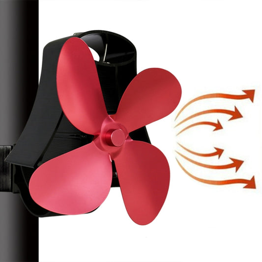 YL-105 4-Blade Aluminum Heat Powered Fireplace Stove Fan(Rose Red) - Fireplace Fan by PMC Jewellery | Online Shopping South Africa | PMC Jewellery | Buy Now Pay Later Mobicred