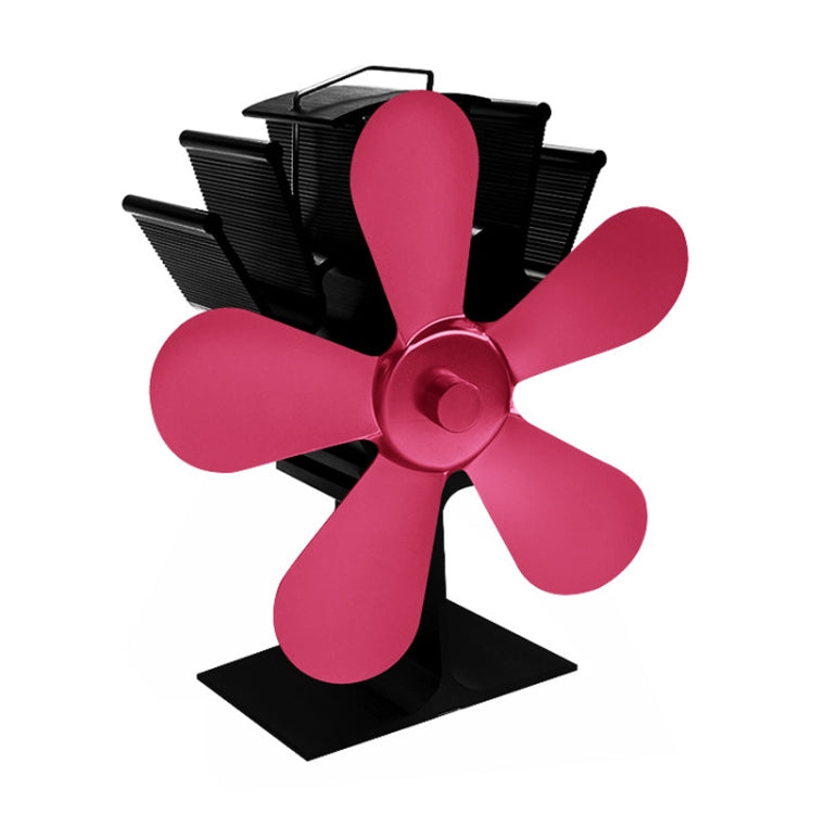 YL602 5-Blade High Temperature Metal Heat Powered Fireplace Stove Fan (Rose Red) - Fireplace Fan by PMC Jewellery | Online Shopping South Africa | PMC Jewellery | Buy Now Pay Later Mobicred