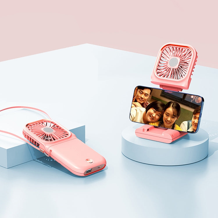 F30 Electroplating Handheld Fan Portable Desktop Folding Mute USB Hanging Neck Fan, Upgraded Version (Pink) - free shipping - PMC Jewellery - Order now!