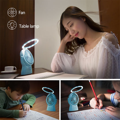 S1 Multi-function Portable USB Charging Mute Desktop Electric Fan Table Lamp, with 3 Speed Control (Sky Blue) - Electric Fans by PMC Jewellery | Online Shopping South Africa | PMC Jewellery | Buy Now Pay Later Mobicred