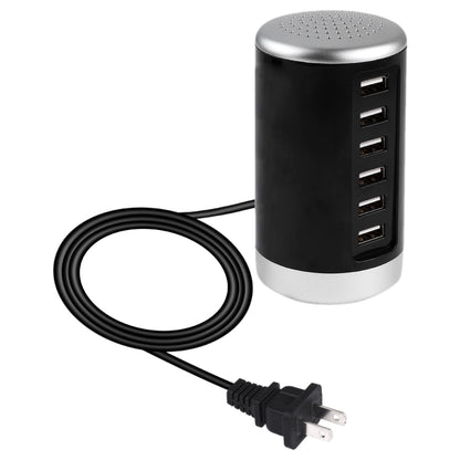 XLD4 30W 6-USB Ports Charger Station Power Adapter AC100-240V, US Plug(Black) - Multifunction Charger by PMC Jewellery | Online Shopping South Africa | PMC Jewellery | Buy Now Pay Later Mobicred