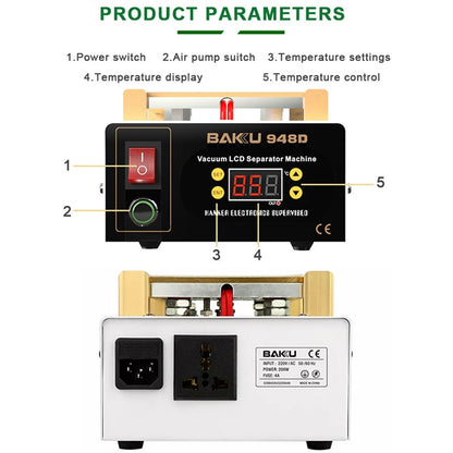 BAKU BK-948D 500W Vacuum Anti-static LCD Touch Panel Separator Machine, AC 220V EU Plug - Separation Equipment by BAKU | Online Shopping South Africa | PMC Jewellery | Buy Now Pay Later Mobicred