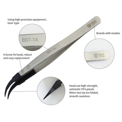 BEST BST-7A  Curved Head Tweezers for Mobile Phone / Computer Repair - Tweezers by BEST | Online Shopping South Africa | PMC Jewellery | Buy Now Pay Later Mobicred