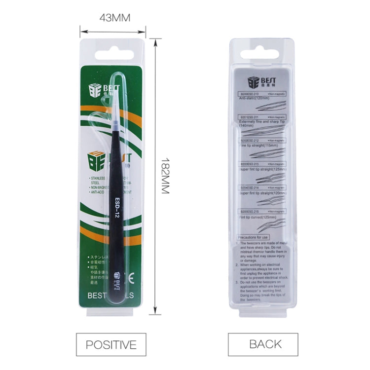 BEST BST-13 Precision Anti-static ESD Stainless Steel Tweezers - free shipping - PMC TechLife - Order now!
