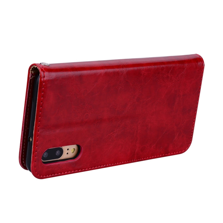 For Huawei P20 Business Style Oil Wax Texture Horizontal Flip Leather Case with Holder & Card Slots & Wallet(Red) - Huawei Cases by PMC Jewellery | Online Shopping South Africa | PMC Jewellery | Buy Now Pay Later Mobicred