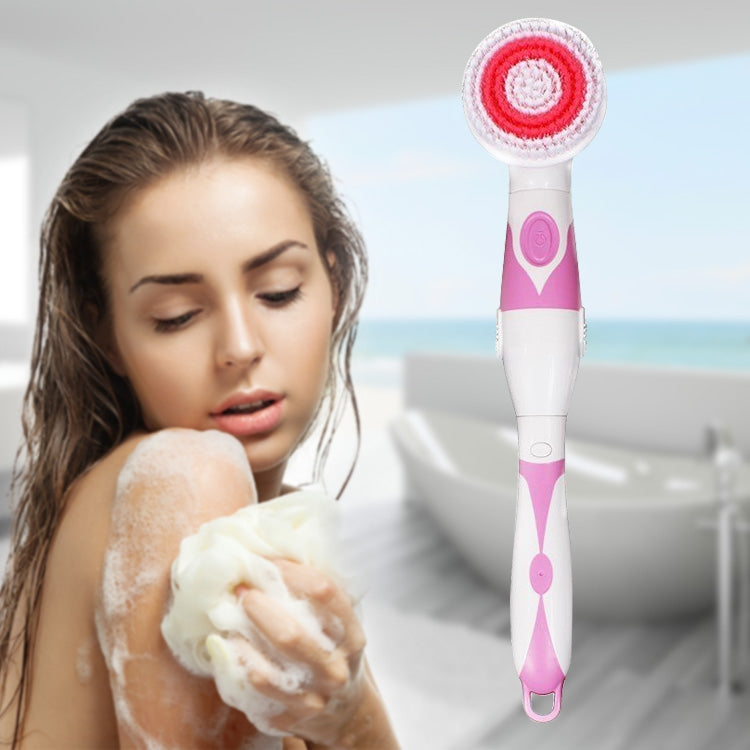 Multi-function Electric Waterproof Bath Cleansing Brush Long-handled Massage Brush, with 4 Brush Heads(Pink) - Bath Brushes & Sponges by PMc TechLife | Online Shopping South Africa | PMc TechLife | Buy Now Pay Later Mobicred