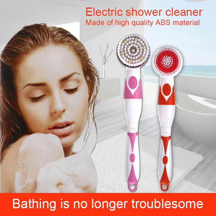Multi-function Electric Waterproof Bath Cleansing Brush Long-handled Massage Brush, with 4 Brush Heads(Grey) - free shipping - PMc TechLife - Order now!