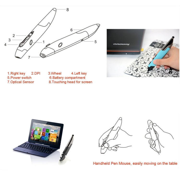 2.4GHz Innovative Pen-style Handheld Wireless Smart Mouse for PC Laptop(Blue) - free shipping - PMC Jewellery - Order now!