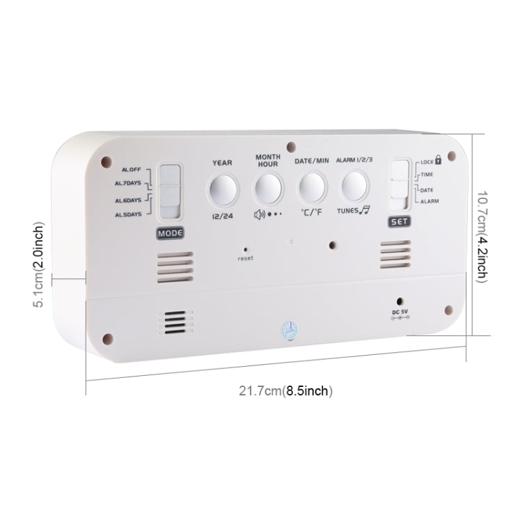 Multi-functional Large Screen LED Digital Music Alarm Clock with Time / Week / Temperature / Calendar Display & Remote Control, DC 5V - Alarm Clocks by PMc TechLife | Online Shopping South Africa | PMc TechLife | Buy Now Pay Later Mobicred