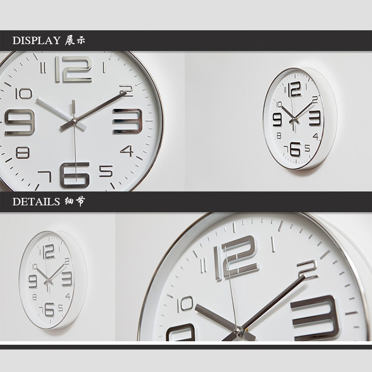 12 inch Creative Decorative Round Shape Living Room Simple Modern Quartz Wall Clock(Silver) - Wall Clock by PMc TechLife | Online Shopping South Africa | PMc TechLife | Buy Now Pay Later Mobicred