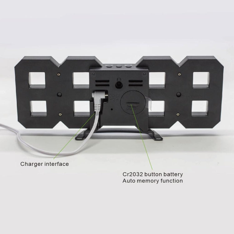 Multi-Function Large 3D LED Digital Wall Alarm Clock with Snooze Function, 12/24 Hours Display for Home, Kitchen, Office, DC 5V, CE Certificated(Blue) - Wall Clock by PMc TechLife | Online Shopping South Africa | PMc TechLife | Buy Now Pay Later Mobicred