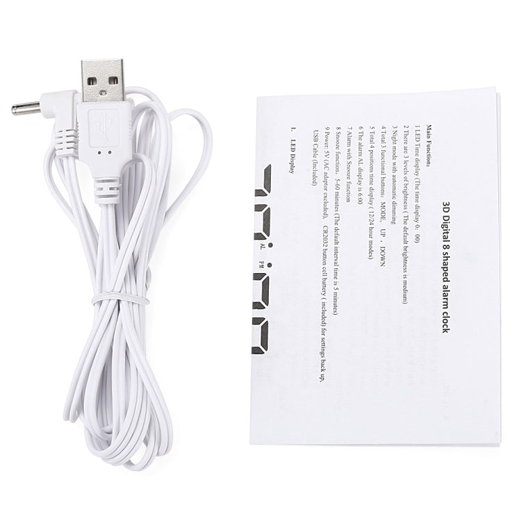 Multi-Function Large 3D LED Digital Wall Alarm Clock with Snooze Function, 12/24 Hours Display for Home, Kitchen, Office, DC 5V, CE Certificated(Blue) - Wall Clock by PMc TechLife | Online Shopping South Africa | PMc TechLife | Buy Now Pay Later Mobicred