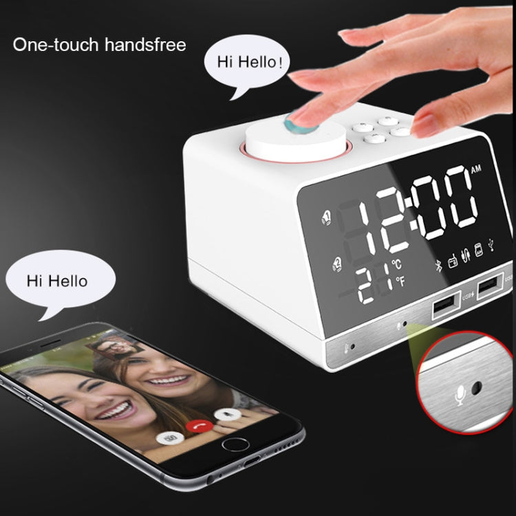 K11 Bluetooth Alarm Clock Speaker Creative Digital Music Clock Display Radio with Dual USB Interface, Support U Disk / TF Card / FM / AUX, UK Plug(Black) - Alarm Clocks by PMc TechLife | Online Shopping South Africa | PMc TechLife | Buy Now Pay Later Mobicred