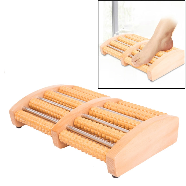 Thickened Large Non-slip Five-row Solid Wood Roller Foot Massager - free shipping - PMC TechLife - Order now!