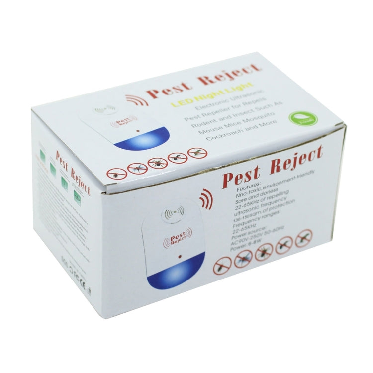 Electronic Ultrasonic Mosquito Rat Pest Control Repeller with LED Light, EU Plug AC90V-250V (White+Blue) - Repellents by PMC TechLife | Online Shopping South Africa | PMC TechLife | Buy Now Pay Later Mobicred
