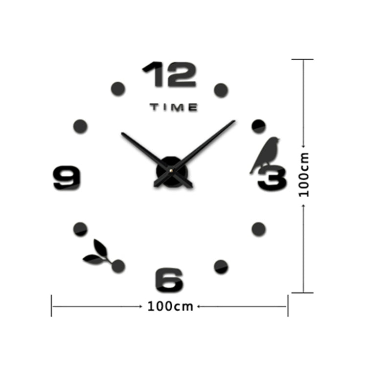 Bedroom Home Office Decoration Frameless Large Size DIY 3D Mirror Surface Wall Stickers Quiet Clock, Size: 100*100cm(Black) - DIY Clocks by PMc TechLife | Online Shopping South Africa | PMc TechLife | Buy Now Pay Later Mobicred