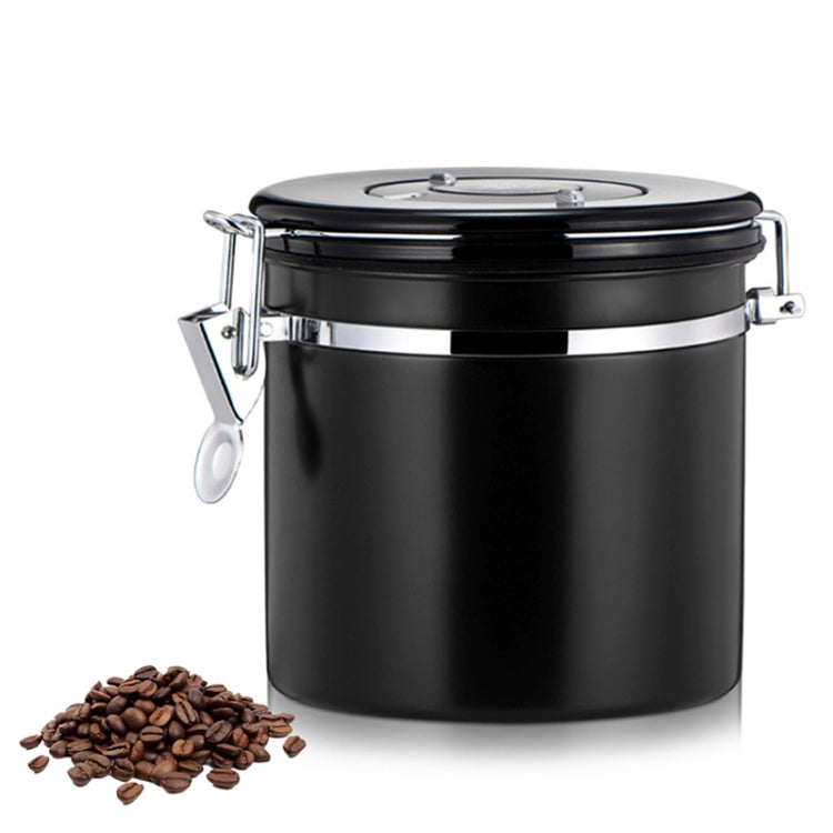 800ml Stainless Steel Sealed Food Coffee Grounds Bean Storage Container with Built-in CO2 Gas Vent Valve & Calendar(Black) - Coffee Tools by PMC Jewellery | Online Shopping South Africa | PMC Jewellery | Buy Now Pay Later Mobicred