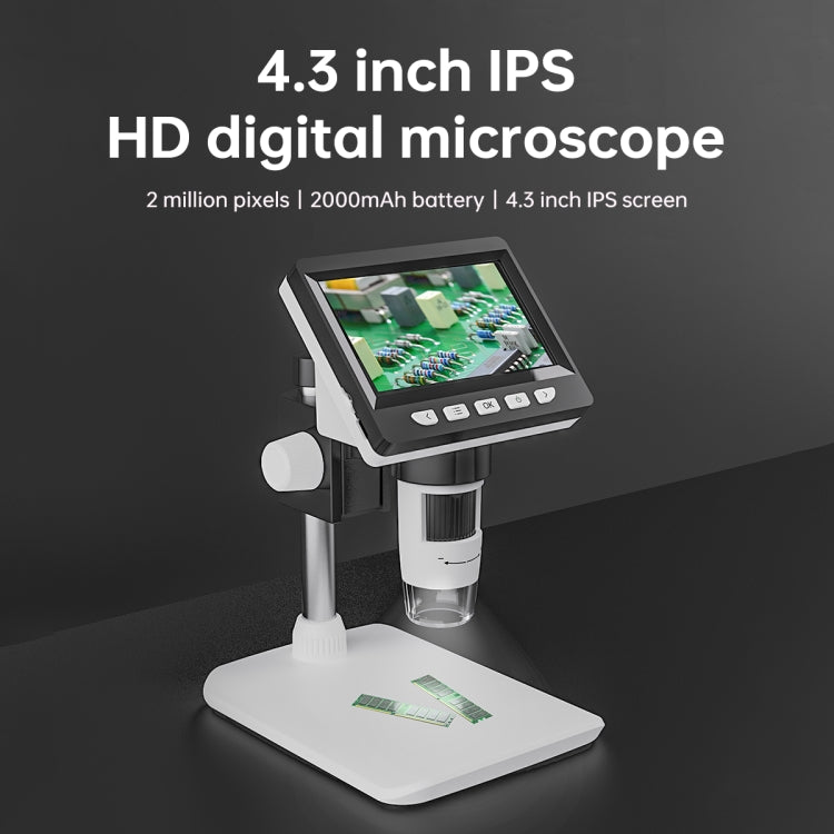 50X-1000X 1080P Portable Electronic Digital Desktop Microscope with LED Light (White) - Digital Microscope by PMC Jewellery | Online Shopping South Africa | PMC Jewellery | Buy Now Pay Later Mobicred