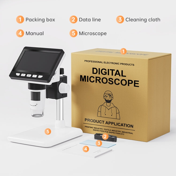 50X-1000X 1080P Portable Electronic Digital Desktop Microscope with LED Light (White) - Digital Microscope by PMC Jewellery | Online Shopping South Africa | PMC Jewellery | Buy Now Pay Later Mobicred