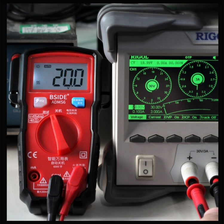 BSIDE ADMS6 High-precision Fully Automatic Small Digital Intelligent Multimeter with HD Digital Display & Shockproof Cover, Support Function Range Switch & Double-sided Pen Holder (Black) - Digital Multimeter by PMC TechLife | Online Shopping South Africa | PMC TechLife | Buy Now Pay Later Mobicred