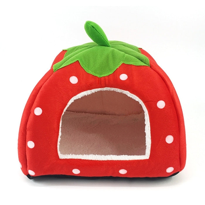 Strawberry Shaped Foldable Short Plush Pet House Nest, Size: S(Red) - Beds by PMC TechLife | Online Shopping South Africa | PMC TechLife