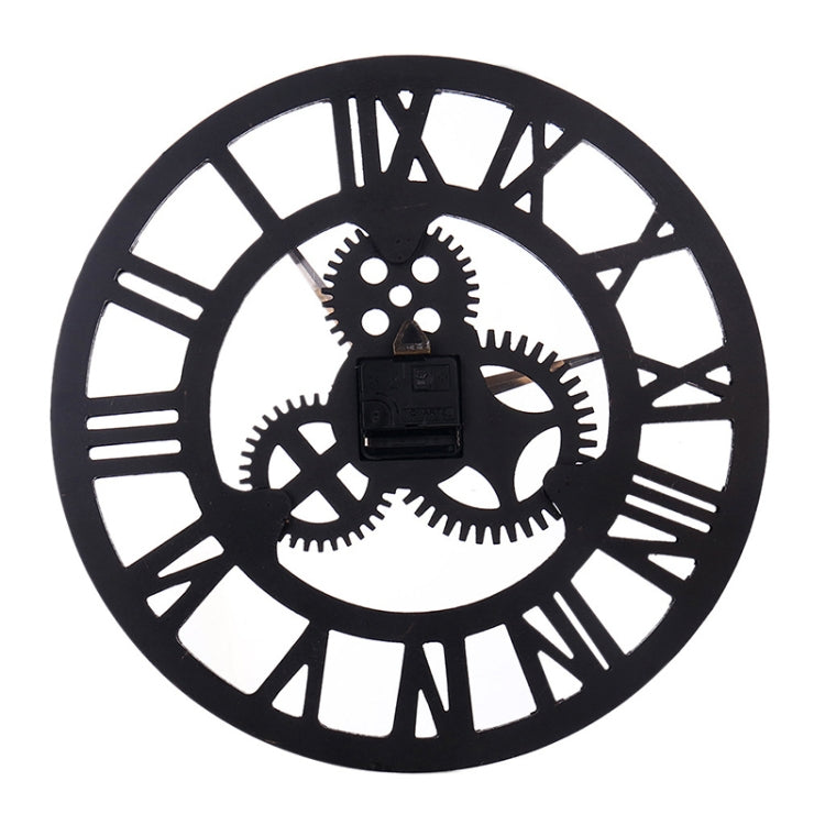 Retro Wooden Round Single-sided Gear Clock Rome Number Wall Clock, Diameter: 58cm (Silver) - Wall Clock by PMc TechLife | Online Shopping South Africa | PMc TechLife | Buy Now Pay Later Mobicred