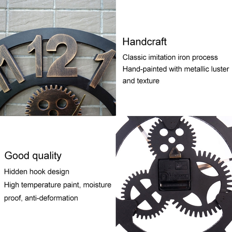 Retro Wooden Round Single-sided Gear Clock Rome Number Wall Clock, Diameter: 58cm (Silver) - Wall Clock by PMc TechLife | Online Shopping South Africa | PMc TechLife | Buy Now Pay Later Mobicred