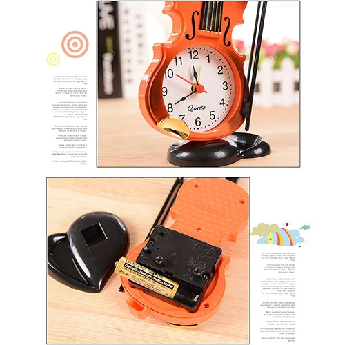 Multi-functional Originality Violin Electronics Pointer Alarm Clock with Pen Holder (White) - free shipping - PMC TechLife - Order now!