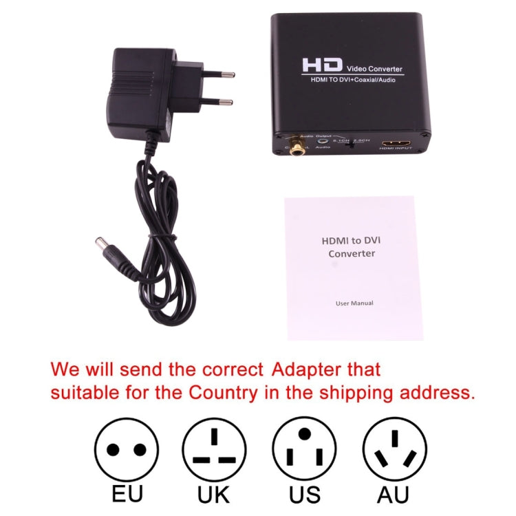 NEWKENG X5 HDMI to DVI with Audio 3.5mm Coaxial Output Video Converter, AU Plug - Converter by PMC Jewellery | Online Shopping South Africa | PMC Jewellery | Buy Now Pay Later Mobicred