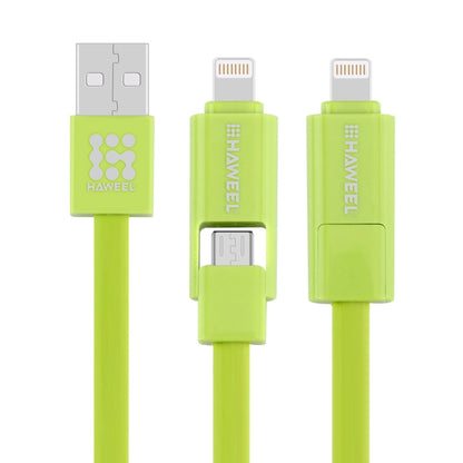 HAWEEL 1m 2 in 1 Micro USB & 8 Pin to USB Data Sync Charge Cable(Green) - Multifunction Cable by PMC Jewellery | Online Shopping South Africa | PMC Jewellery