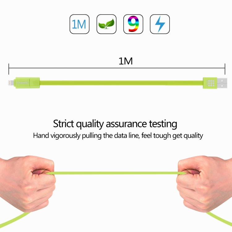 HAWEEL 1m 2 in 1 Micro USB & 8 Pin to USB Data Sync Charge Cable(Green) - Multifunction Cable by PMC Jewellery | Online Shopping South Africa | PMC Jewellery