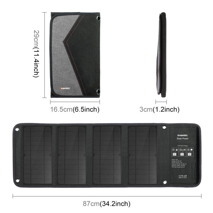 HAWEEL 28W Foldable Solar Panel Charger with 5V 3A Max Dual USB Ports - Charger by HAWEEL | Online Shopping South Africa | PMC Jewellery | Buy Now Pay Later Mobicred