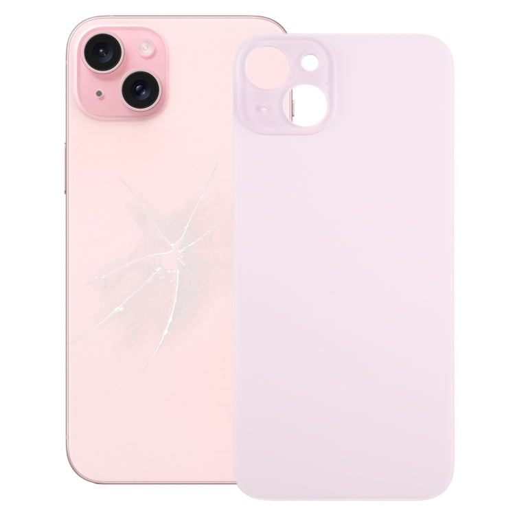 For iPhone 15 Plus Easy Replacement Big Camera Hole Glass Back Battery Cover(Pink) - Back Cover by PMC TechLife | Online Shopping South Africa | PMC TechLife | Buy Now Pay Later Mobicred