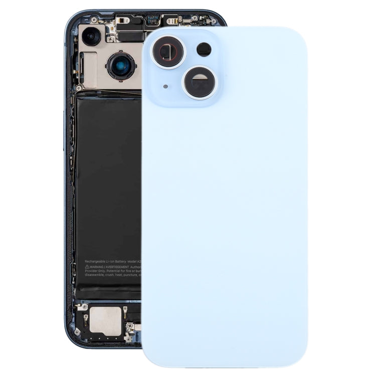 For iPhone 15 Plus Glass Battery Back Cover with Camera Lens Cover(Blue) - Back Cover by PMC TechLife | Online Shopping South Africa | PMC TechLife