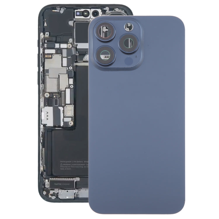 For iPhone 15 Pro Glass Battery Back Cover with Camera Lens Cover(Blue) - Back Cover by PMC Jewellery | Online Shopping South Africa | PMC Jewellery