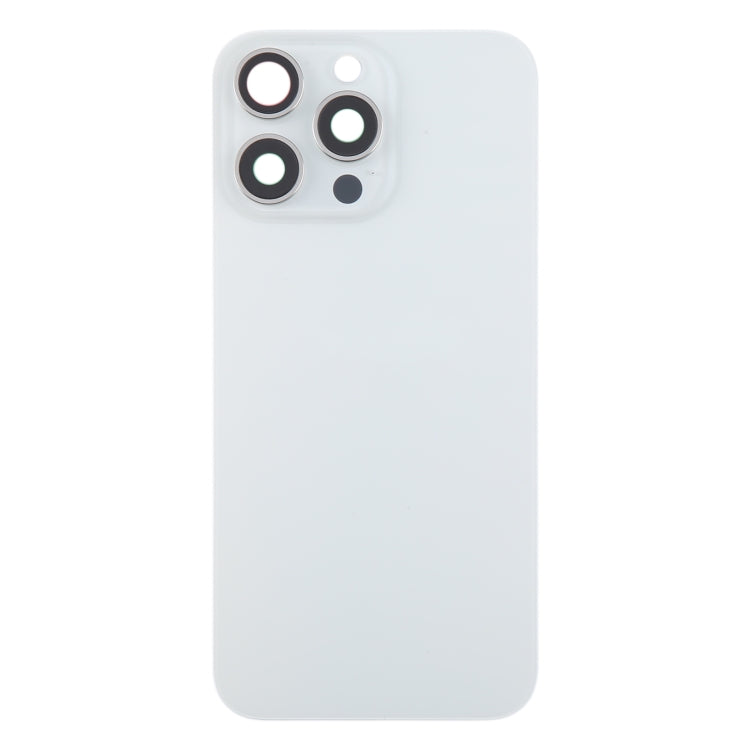For iPhone 15 Pro Glass Battery Back Cover with Camera Lens Cover(White) - Back Cover by PMC TechLife | Online Shopping South Africa | PMC TechLife