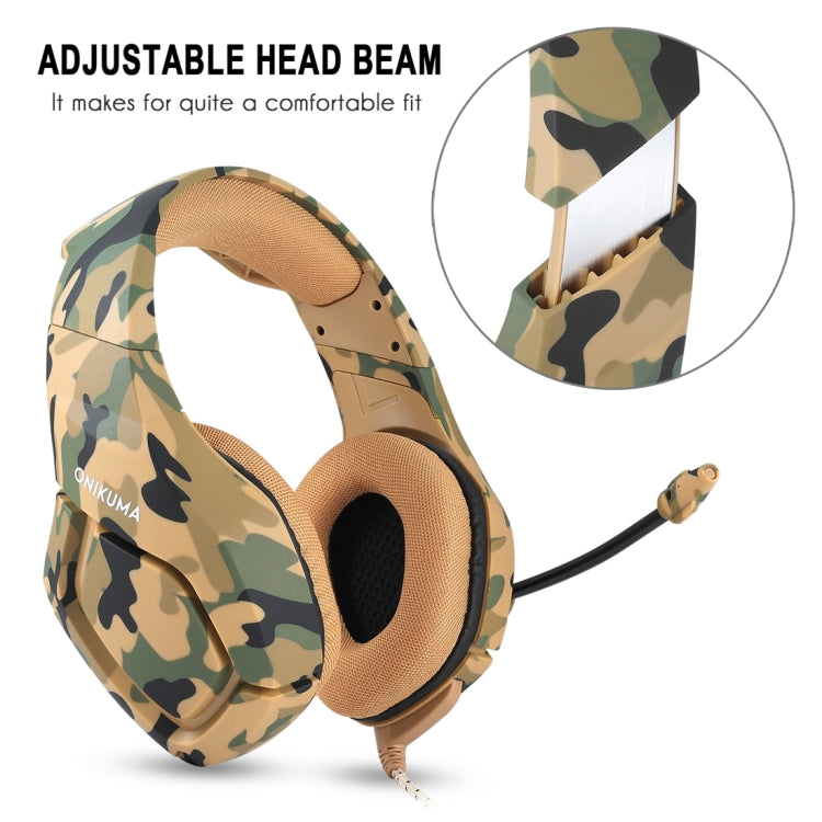 ONIKUMA K1-B Deep Bass Noise Canceling Camouflage Gaming Headphone with Microphone(Yellow) - Multimedia Headset by ONIKUMA | Online Shopping South Africa | PMC Jewellery | Buy Now Pay Later Mobicred