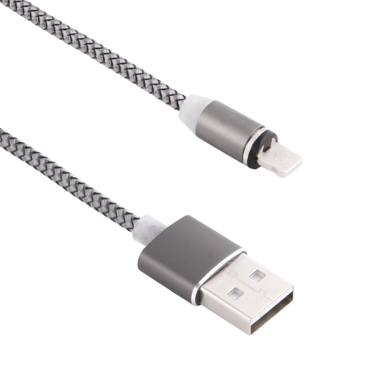 360 Degree Rotation 8 Pin to USB 2.0 Weave Style Magnetic Charging Cable with LED Indicator, Cable Length: 1m(Grey) - Charging Cable & Head by PMC Jewellery | Online Shopping South Africa | PMC Jewellery | Buy Now Pay Later Mobicred