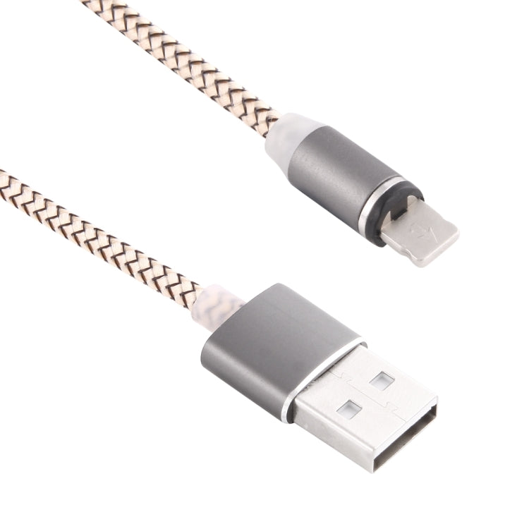 360 Degree Rotation 8 Pin to USB 2.0 Weave Style Magnetic Charging Cable with LED Indicator, Cable Length: 1m(Gold) - Charging Cable & Head by PMC Jewellery | Online Shopping South Africa | PMC Jewellery | Buy Now Pay Later Mobicred