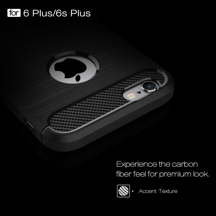 For iPhone 6 Plus & 6s Plus Brushed Texture Fiber TPU Rugged Armor Protective Case(Black) - More iPhone Cases by PMC TechLife | Online Shopping South Africa | PMC TechLife | Buy Now Pay Later Mobicred