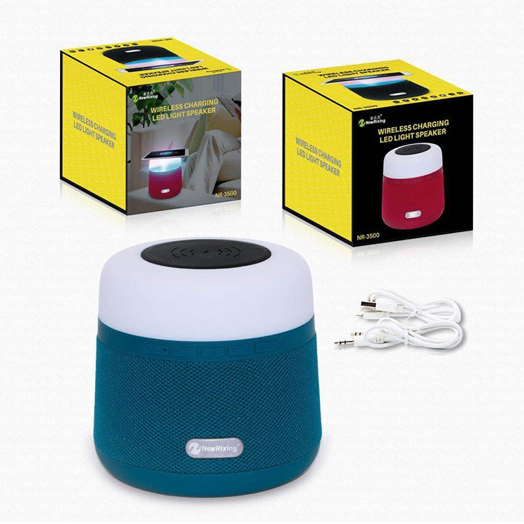 NewRixing NR-3500 Multi-function Atmosphere Light Wireless Charging Bluetooth Speaker with Hands-free Call Function, Support TF Card & USB & FM & AUX (Grey) - free shipping - PMC Jewellery - Order now!
