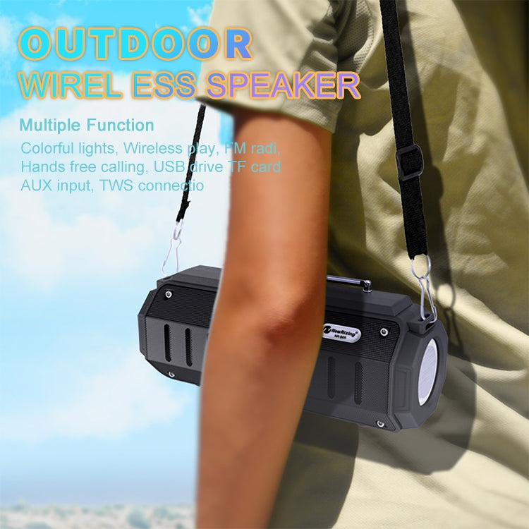 New Rixing NR-905FM TWS Bluetooth Speaker Support Hands-free Call / FM with Shoulder Strap & Antenna (Green) - free shipping - PMC Jewellery - Order now!