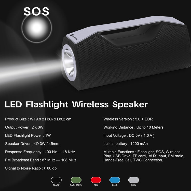 NewRixing NR-2028 Portable Lighting Wireless Bluetooth Stereo Speaker Support TWS Function Speaker (Grey) - free shipping - PMC Jewellery - Order now!