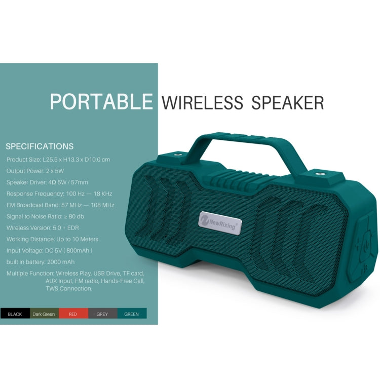 NewRixing NR-4500 Portable Wireless Bluetooth Stereo Speaker Support TWS / FM Function Speaker (Black) - free shipping - PMC Jewellery - Order now!